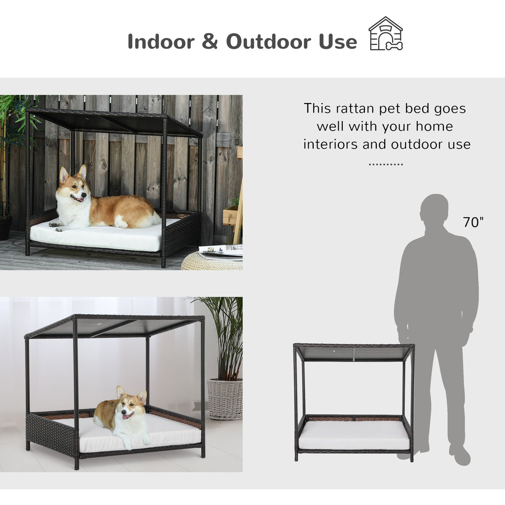 Wicker Dog House Raised Rattan Puppy Bed Cat