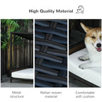 Wicker Dog House Raised Rattan Puppy Bed Cat
