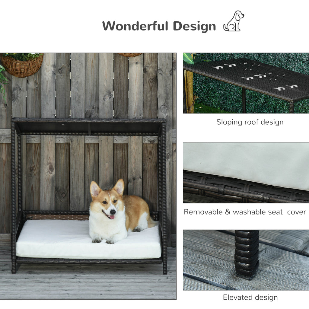 Wicker Dog House Raised Rattan Puppy Bed Cat